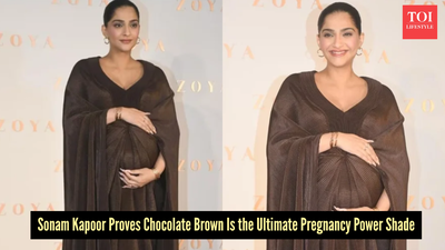 Sonam Kapoor’s pregnancy glow takes centre stage in a luxe chocolate brown Amit Aggarwal ensemble