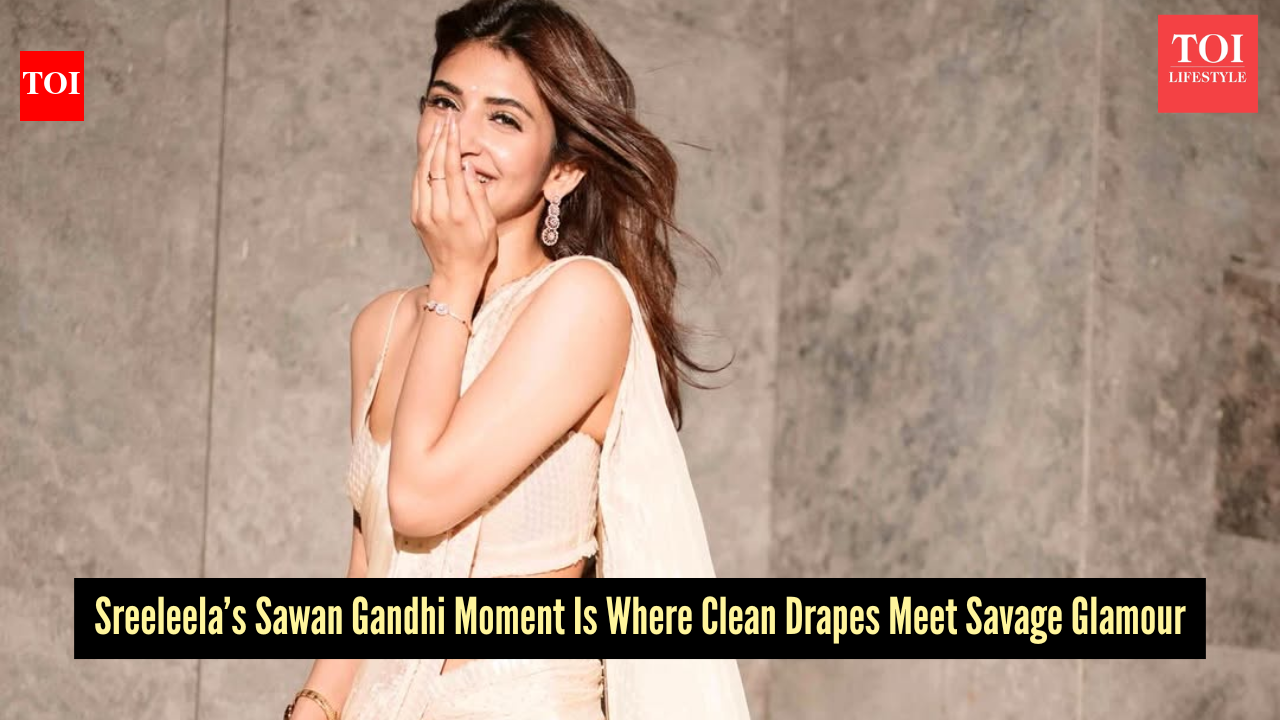 In a voguish Sawan Gandhi drape, Sreeleela makes plated shell work look effortlessly ruthless