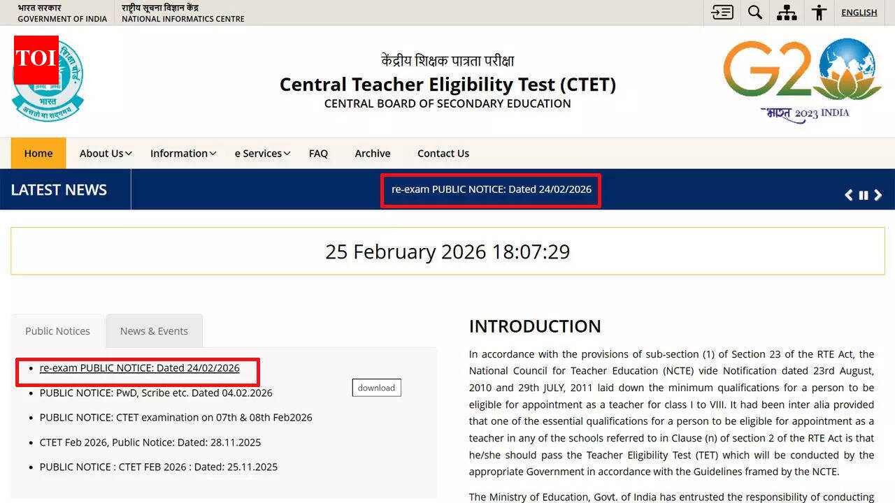 CBSE announces CTET Paper-2 re-exam 2026 for affected candidates with new admit cards; check details here