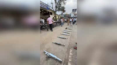 Sending out a loud message to offenders: Kharadi police seize 45 bikes fitted with illegal modified silencers, crush exhausts using bulldozer