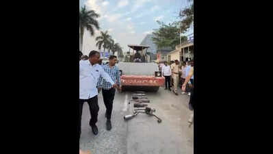 Sending out a loud message to offenders: Kharadi police seize 45 bikes fitted with illegal modified silencers, crush exhausts using bulldozer