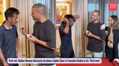  Shikhar Dhawan hilariously introduces Sophie Shine to Yuzvendra Chahal as his "third mom"