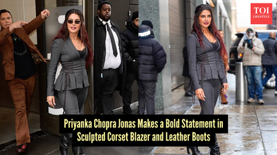 Priyanka Chopra Jonas serves tabloid-worthy high-voltage glam in dramatic corset blazer and thigh-high leather boots