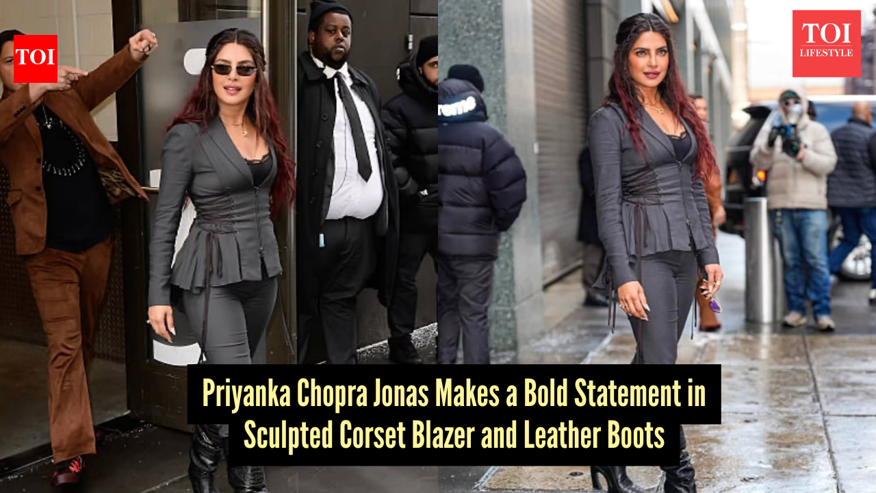 Priyanka Chopra Jonas serves tabloid-worthy high-voltage glam in dramatic corset blazer and thigh-high leather boots