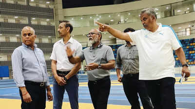 Asian Athletics  Association officials inspect Kalinga indoor track
