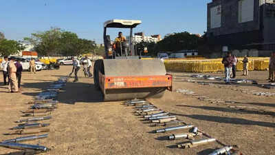 Pimpri Chinchwad police crush 399 modified silencers