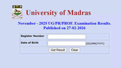 UNOM Madras University Result 2026 released for UG, PG and professional courses