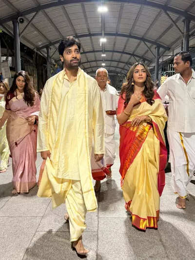 Mrunal Thakur and Adivi Sesh seek blessings at Tirumala Venkateswara Temple ahead of ‘Dacoit’ promotions