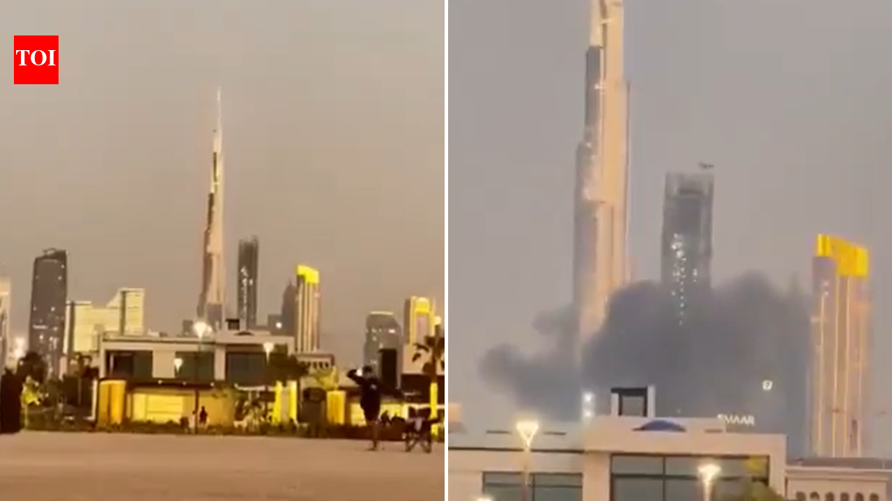 US, Israel Attack Iran: Plume of smoke rises near Burj Khalifa as Iran missile attack hits Dubai; video captures chaos