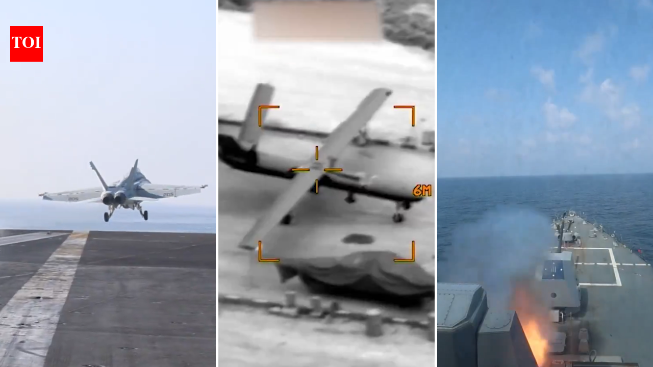 Watch: US releases video of warships and fighter jets striking targets in Iran