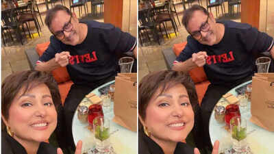 Hina Khan reunites with her on-screen father Sanjeev Seth from Yeh Rishta Kya Kehlata Hai; says, “Love you Daddu”