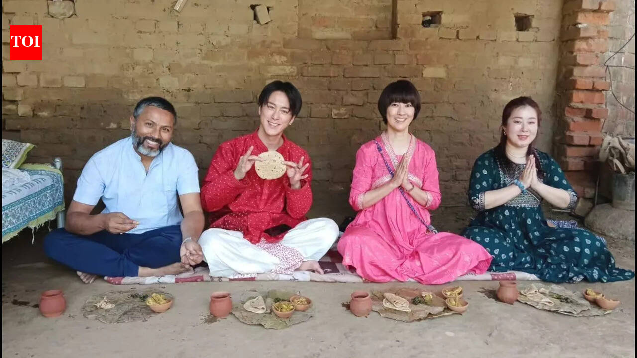 Japanese trio soak in rustic Holi spirit at Nawada village