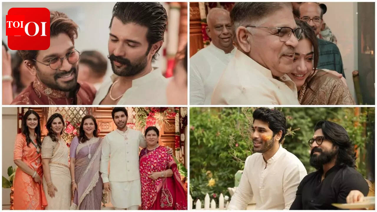 Newlyweds Rashmika, Vijay Join Allu Sirish's Pelli Koduku Bash