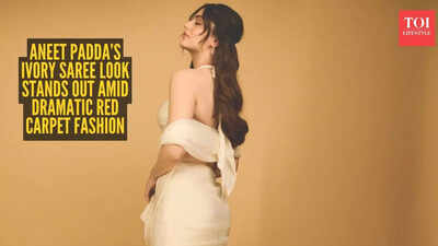 Aneet Padda’s ivory saree look stands out amid dramatic red carpet fashion
