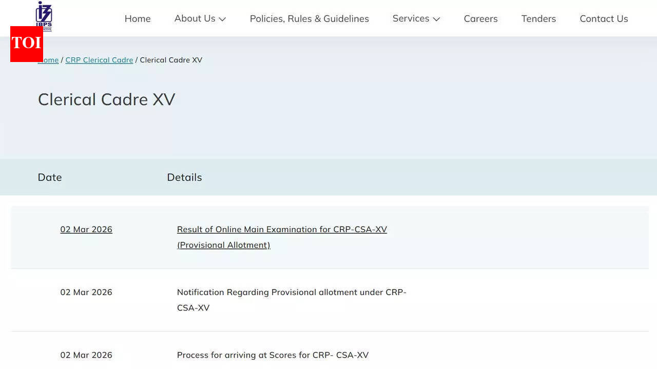 आईबीपीएस क्लर्क मेन्स कट ऑफ: आईबीपीएस क्लर्क मेन्स परिणाम 2026 ibps.in पर 15,684 ग्राहक सेवा सहयोगी पदों के लिए घोषित; यहां डाउनलोड करें |