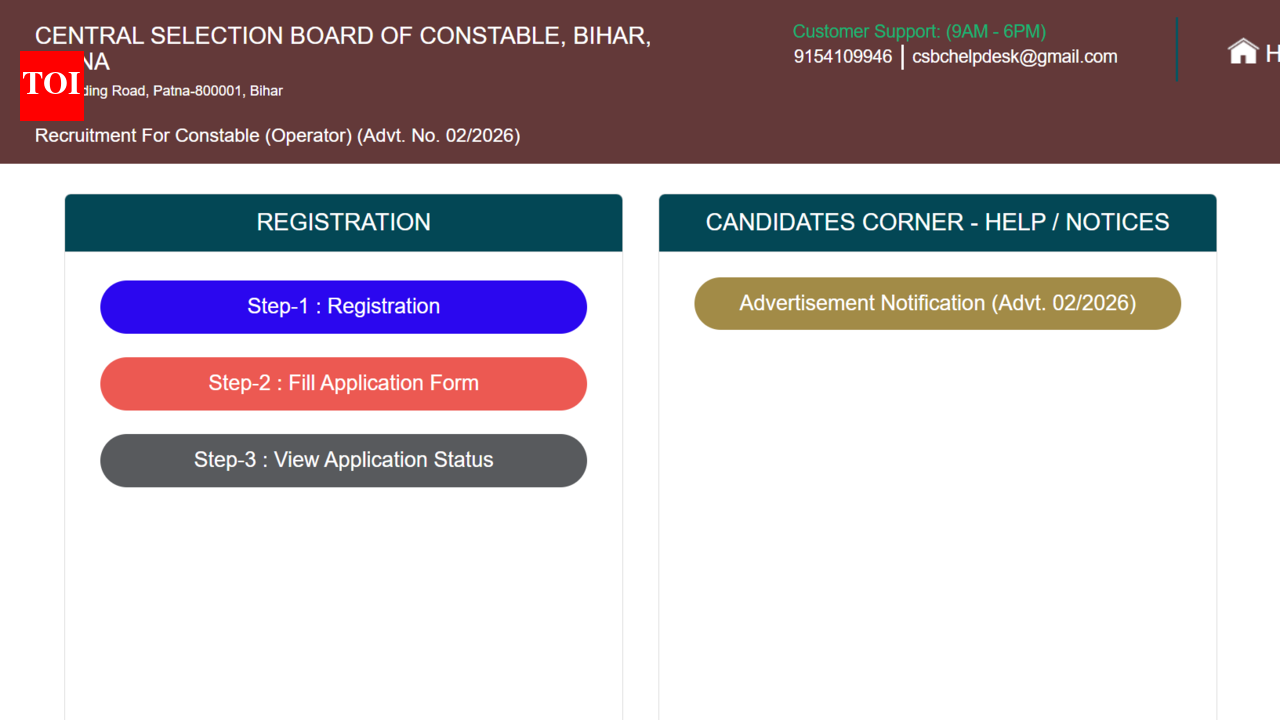 CSBC Bihar Police Constable Operator registration window 2026 opened: Check direct link to apply here