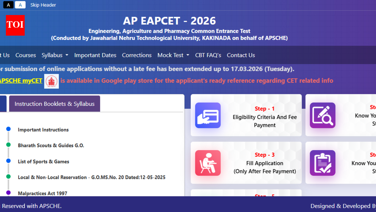 AP EAMCET 2026 registration deadline extended: Check new date, direct link to apply here