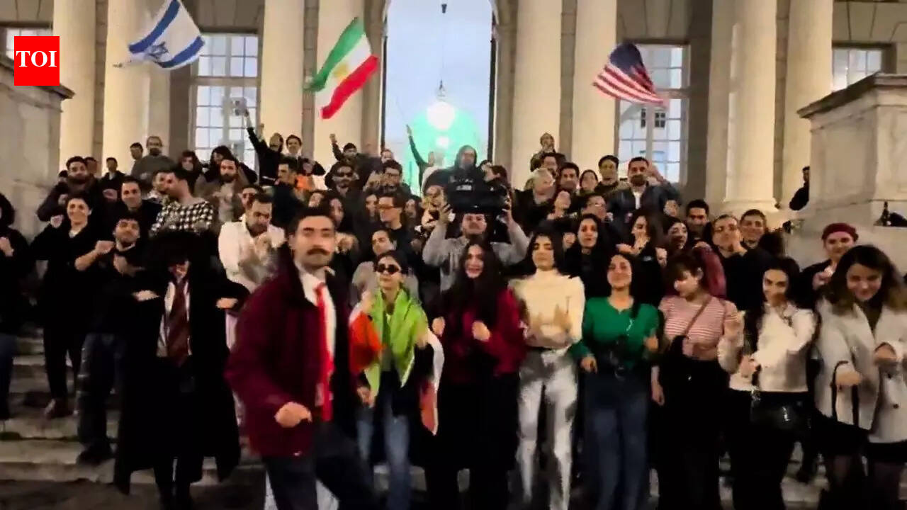 US-Israel war with Iran: Iranians celebrate with YMCA dance with US, Israel, and Iran flags after Khamenei’s death