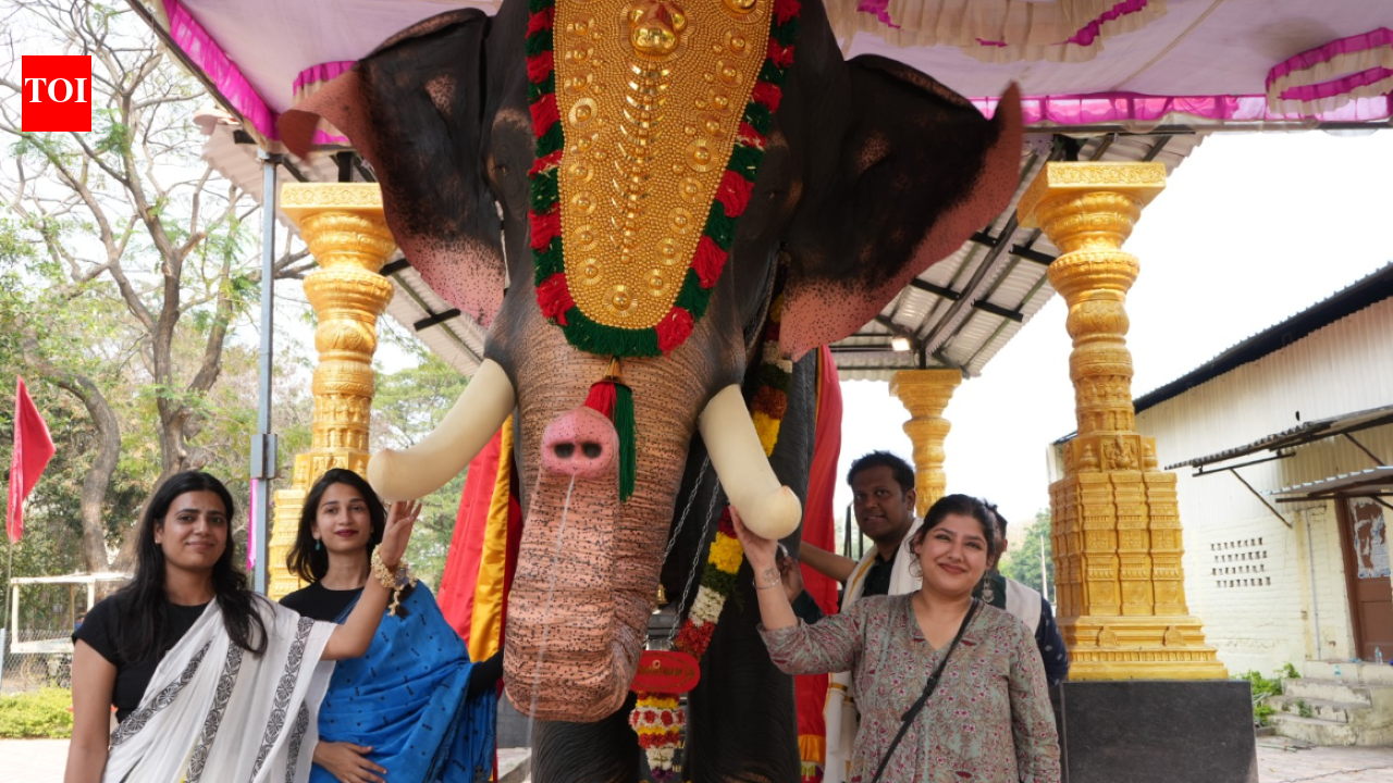 Chennai temple gets mechanical elephant; donors include a Bollywood actor and son