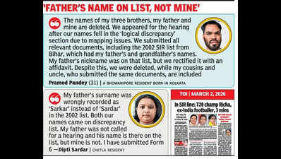 SIR divides families from Kol to Darjeeling