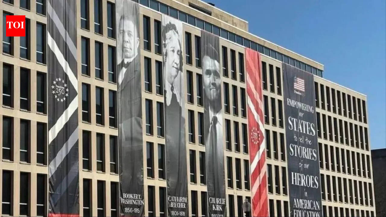 ‘He dropped out of college’: Charlie Kirk's banner outside US Education Dept building sparks online backlash