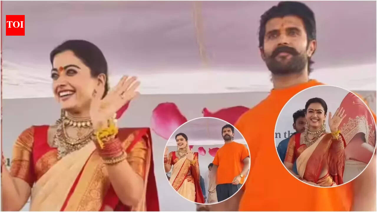 Rashmika Mandanna and Vijay Deverakonda get massive reception in his hometown; actress greets crowd from stage