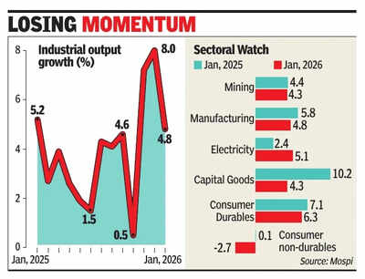 At 4.8%, industrial growth slows to 3-month low in January