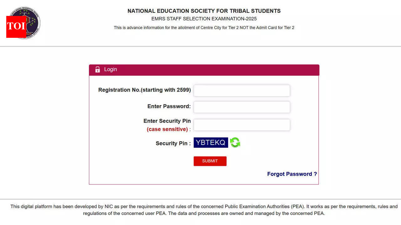 NESTS releases city intimation slip for EMRS ESSE 2025 Tier 2 examination; download here