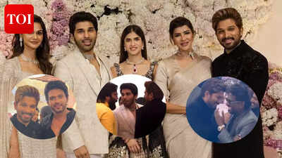 Allu Arjun steals the show at Allu Sirish’s pre-wedding bash; protective gesture towards wife Sneha wins hearts