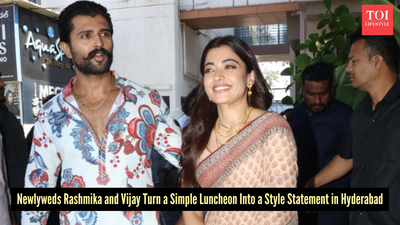 Rashmika Mandanna and Vijay Deverakonda carried the ‘just married’ glow with subtle fashion-forward ensembles at Hyderabad luncheon