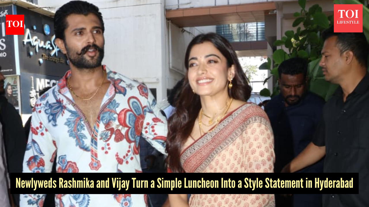 Rashmika Mandanna and Vijay Deverakonda carried the ‘just married’ glow with subtle fashion-forward ensembles at Hyderabad luncheon
