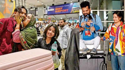 For families, reunions add colour to festivities at Delhi airport as stranded people return safely amid West Asia tensions