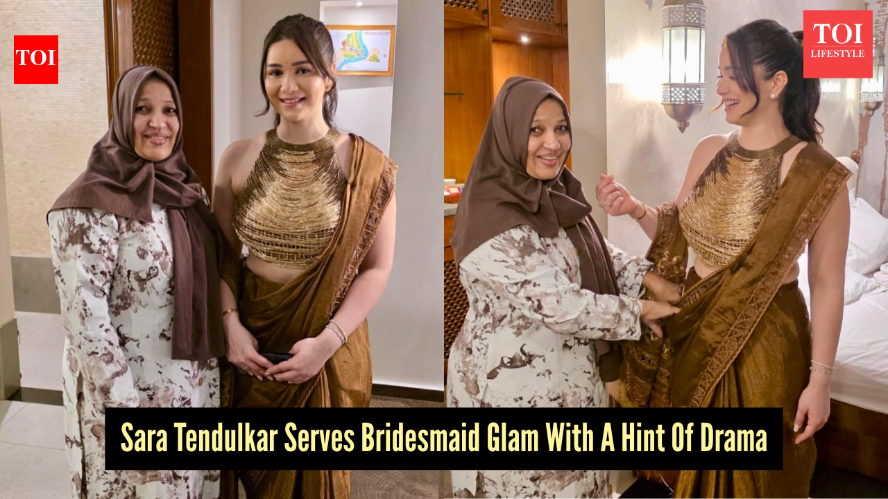 Sara Tendulkar’s bridesmaid look is quiet luxury with a glow-up in one show-stopping saree