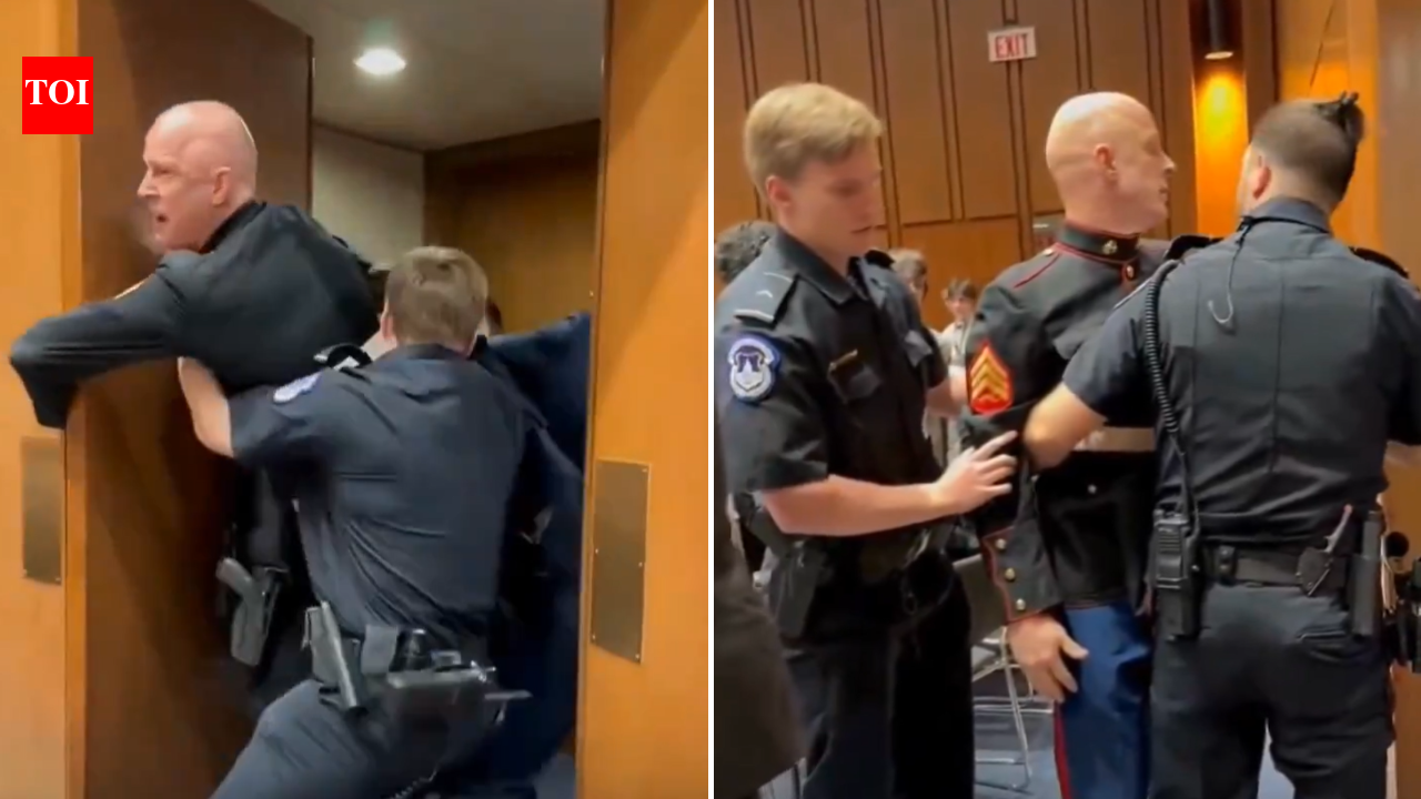 Watch: Ex-Marine injured as Iran war protest sparks scuffle at Senate hearing