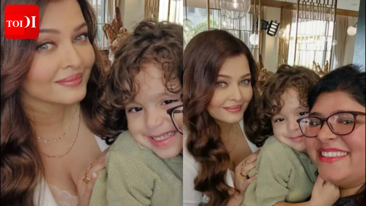 Aishwarya Rai Bachchan SPOTTED on the film sets; poses for a selfie with her kiddie co-star