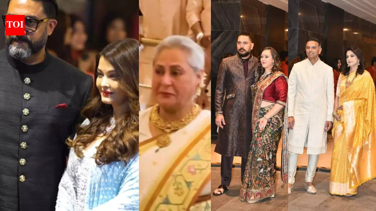 Amitabh Bachchan, Jaya Bachchan, Abhishek and Aishwarya Rai Bachchan, MS Dhoni &amp; more: Celebs arrive at Arjun Tendulkar, Saaniya Chndhok's wedding - WATCH VIDEOS