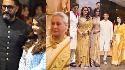Amitabh Bachchan, Jaya Bachchan, Abhishek and Aishwarya Rai Bachchan, Shah Rukh Khan, MS Dhoni: Celebs at Arjun Tendulkar's wedding - WATCH VIDEOS