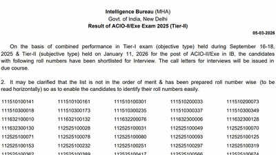 IB ACIO Tier 2 result 2026 released at mha.gov.in; download PDF here