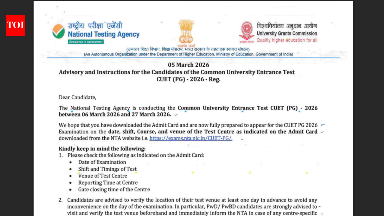 CUET PG 2026 begins tomorrow: NTA issues strict exam-day guidelines on verification, documents and prohibited items