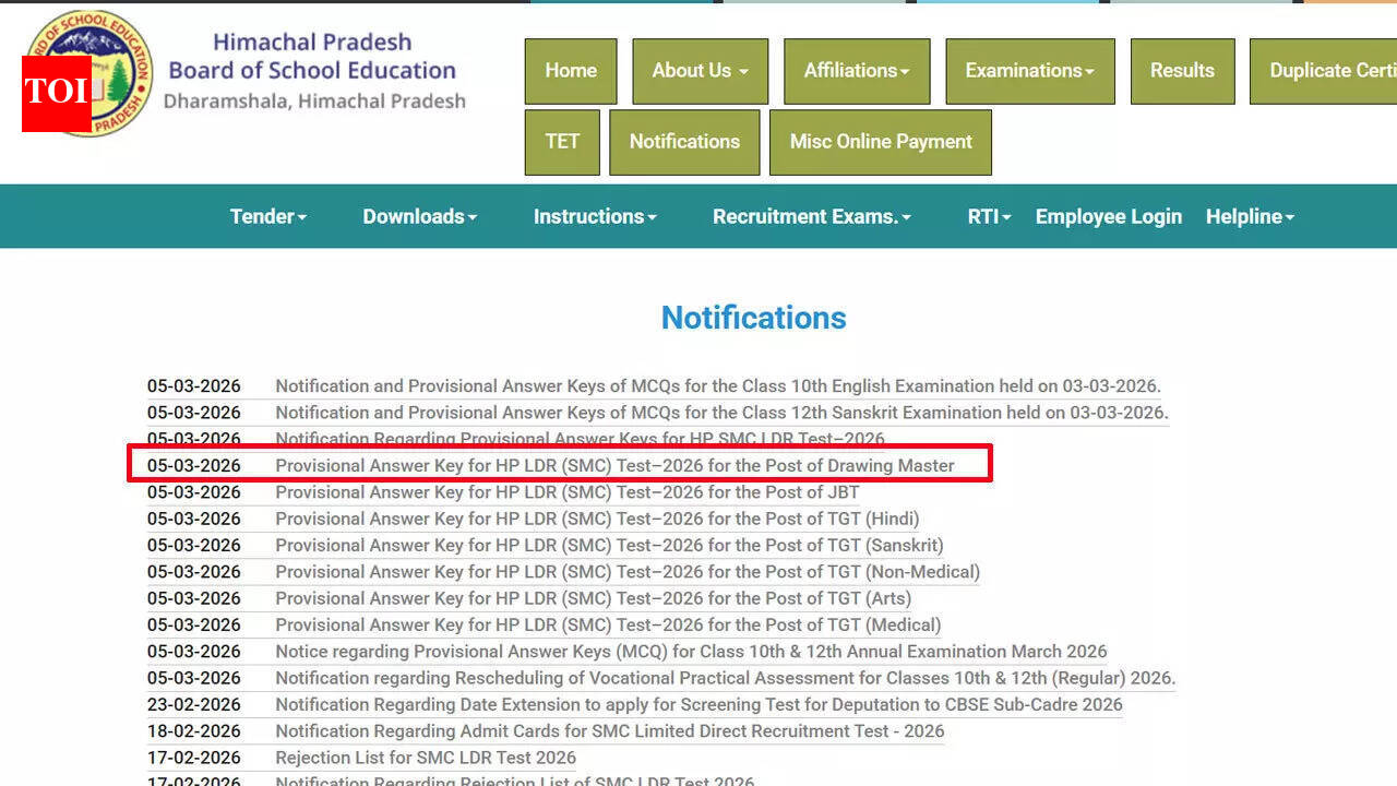 HPBSE uploads provisional SMC-LDR Test-2026 answer keys, reschedules vocational practicals, MCQ keys soon