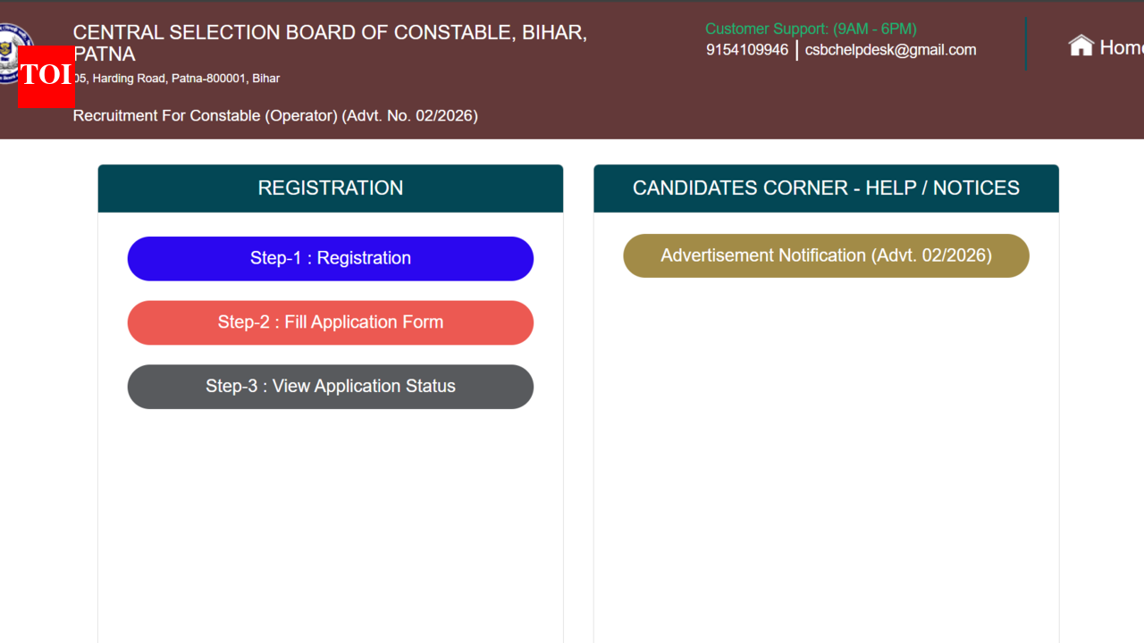 CSBC Bihar Police Constable registration 2026 underway for over 300 vacancies: Check direct link to apply here