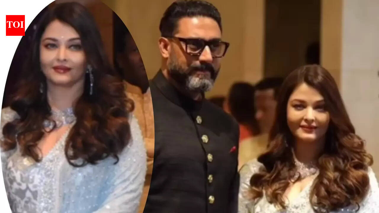 Netizens say 'perfectly co-ordinated couple' as Aishwarya Rai Bachchan stuns in a powder blue anarkali with Abhishek Bachchan