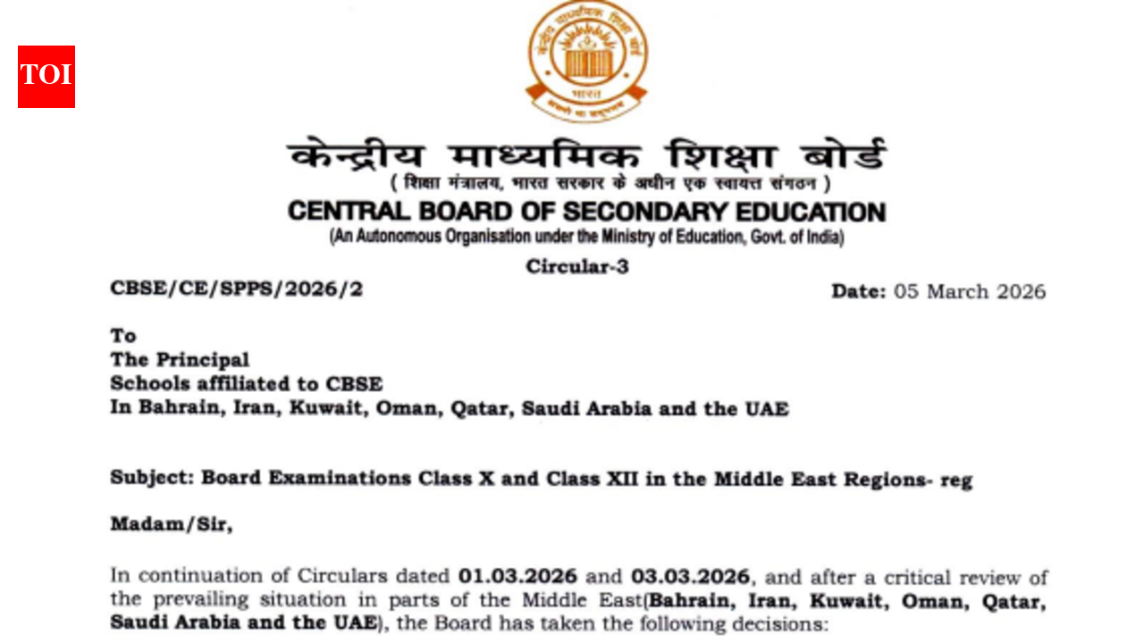 CBSE cancels Class 10 board exams in Middle East, Class 12 exam on March 7 postponed; check official notice