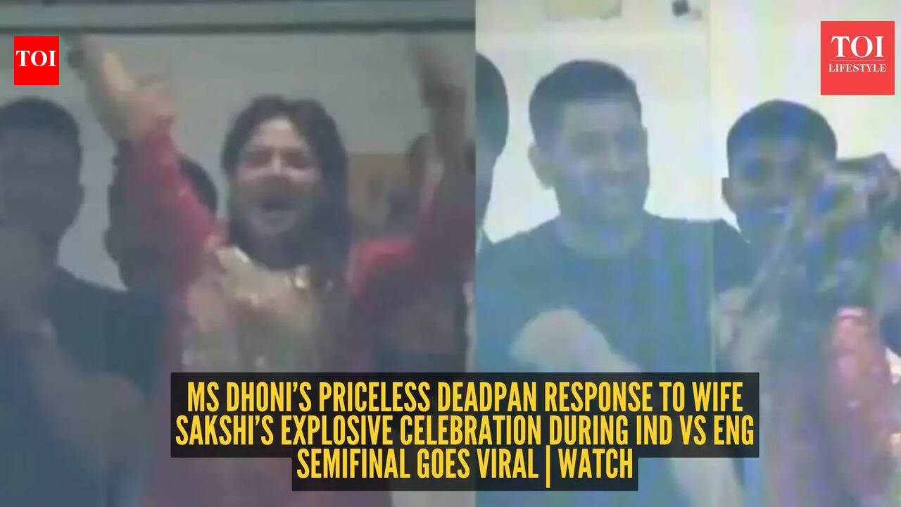 Watch: MS Dhoni’s hilarious reality check on wife Sakshi Dhoni's excited celebration during IND vs ENG Semifinal goes viral