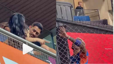 Hardik Pandya interacts with Dhoni and his son Agastya in the stands — viral video melts hearts | Cricket News – The Times of India