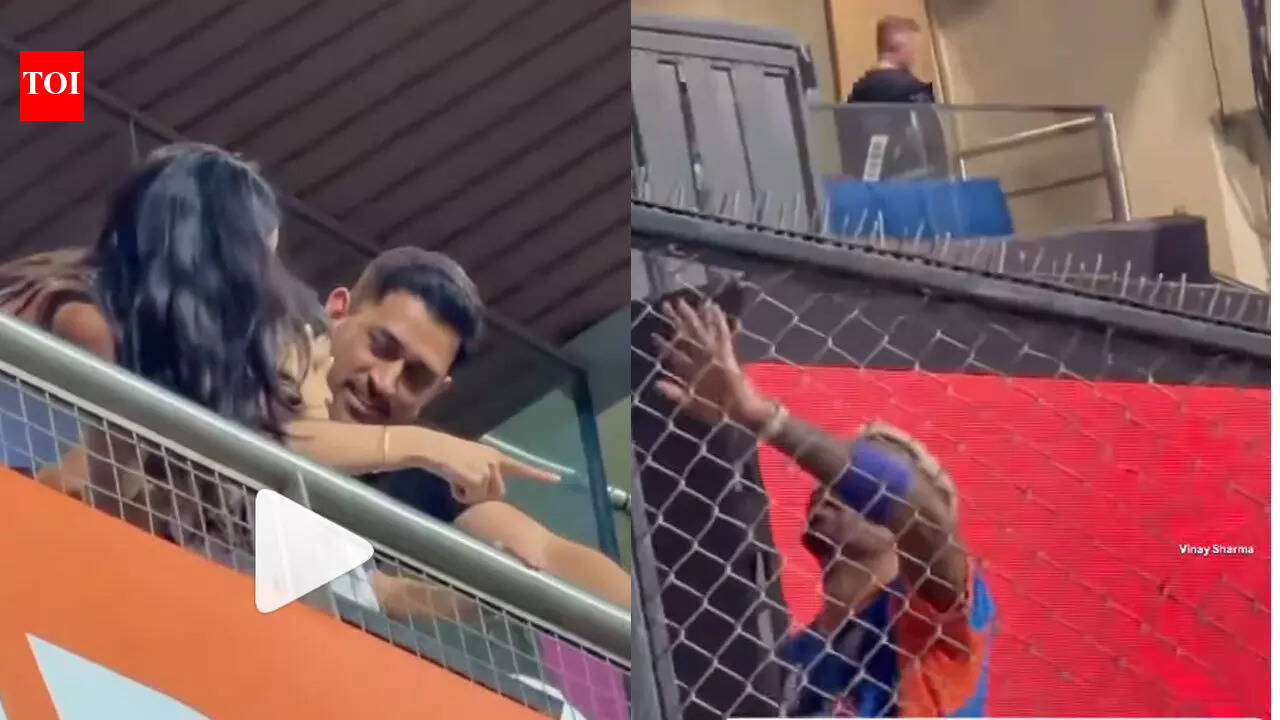 Pandya interacts with Dhoni & his son Agastya in the stands — video melts hearts