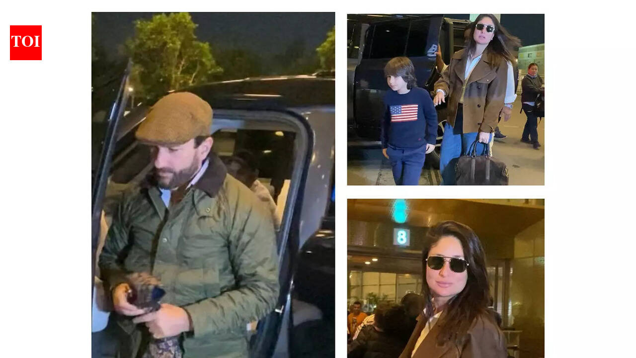 Saif Ali Khan and Kareena Kapoor turn heads with stylish airport look with sons Taimur and Jeh