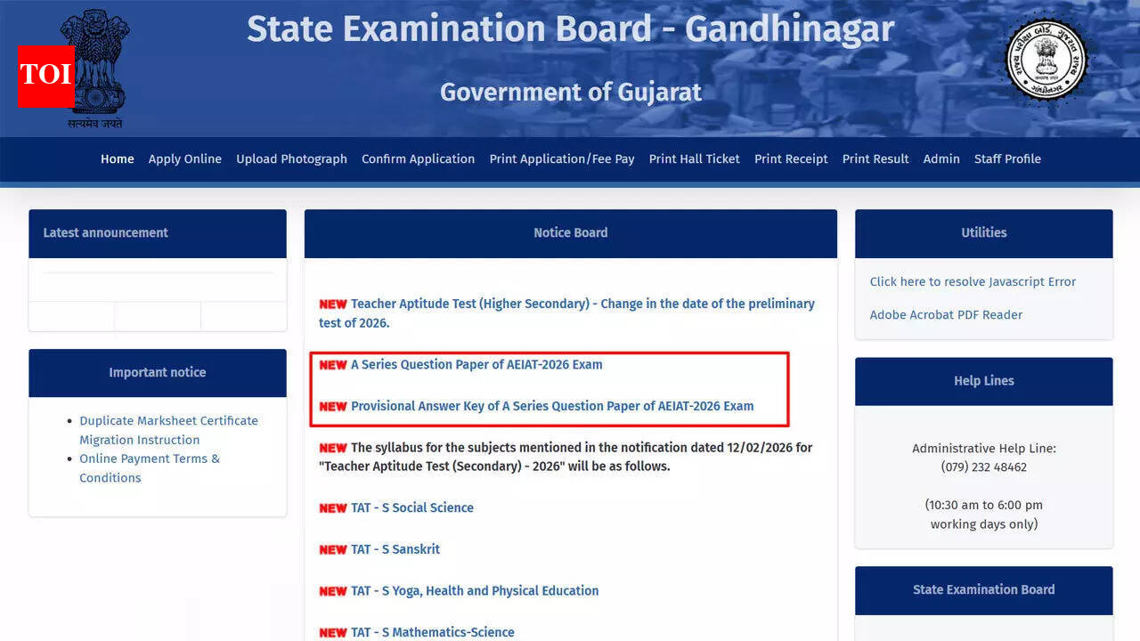 Gujarat SEB releases AEIAT Class-3 provisional answer key for Assistant Education Inspector recruitment