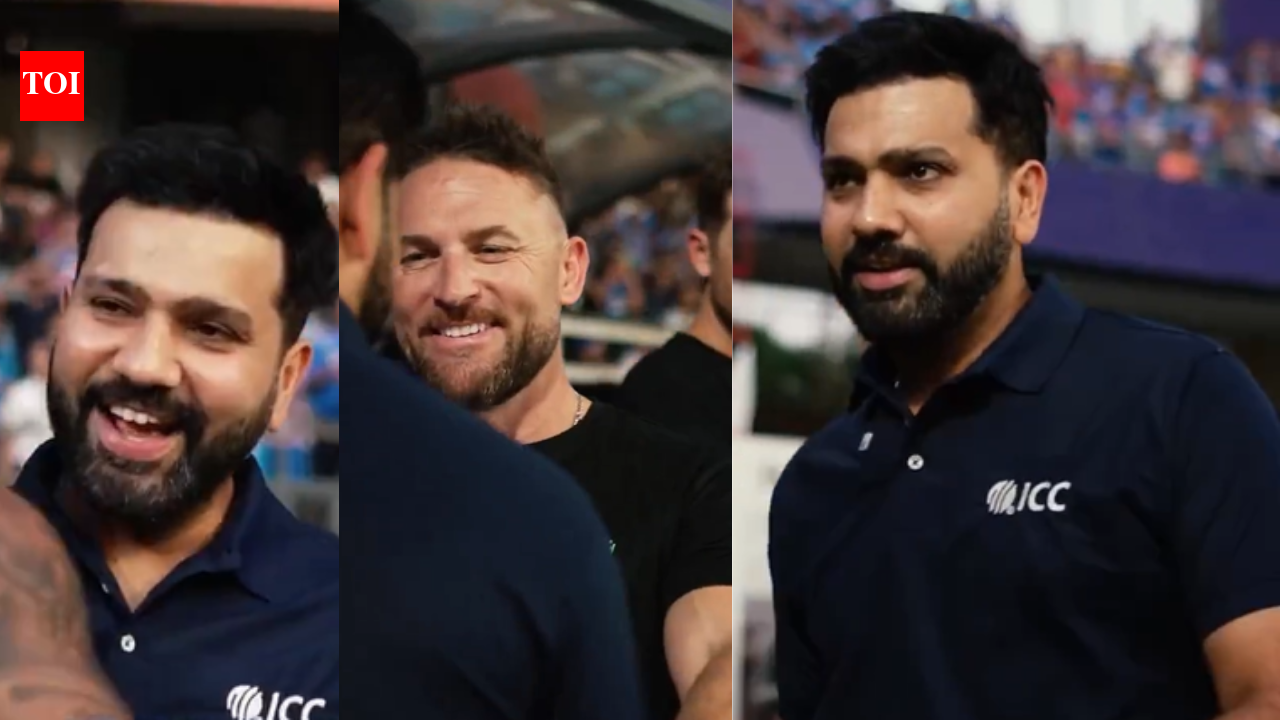 indiatimes.com - TOI Sports Desk - Where's the rest of you?': Brendon McCullum stunned by Rohit Sharma's fitness transformation - Watch - The Times of India