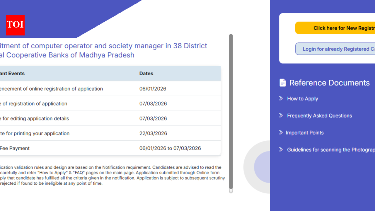 एमपी अपेक्स बैंक भर्ती 2026: 2,076 पदों के लिए पंजीकरण कल समाप्त होगा; यहां आवेदन करने के लिए सीधा लिंक